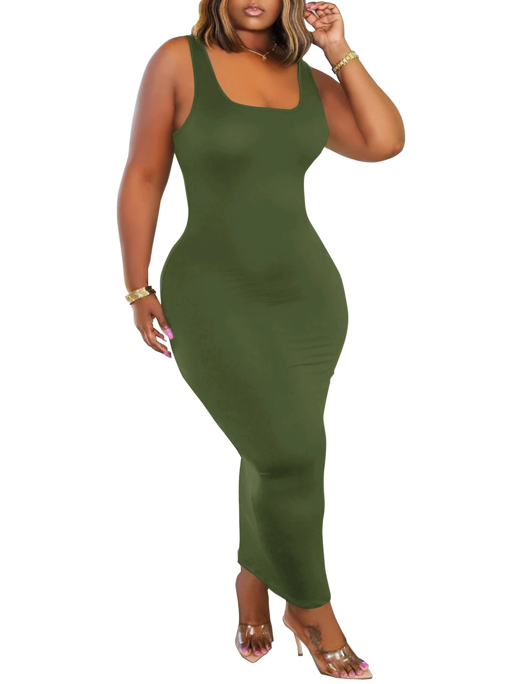 Elegant and slimming! Solid color sleeveless long dress - slim fit, stylish and versatile
